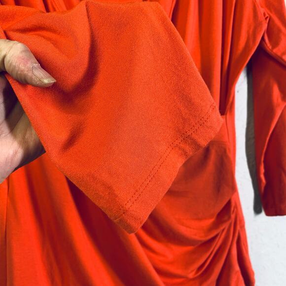 LAUREN RALPH LAUREN‎ Blouse Large Faux Wrap Draped 3/4 Sleeve RLL Embroidered - Picture 7 of 12